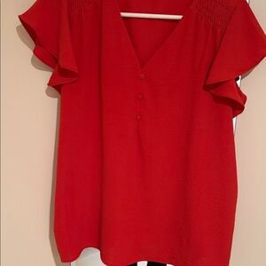 Chic orange  V-Neck Blouse